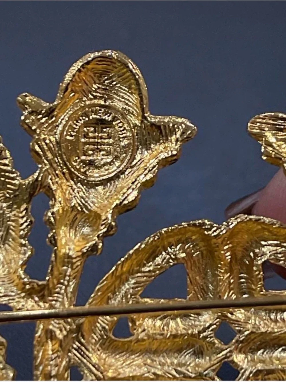 Givenchy Bold Statement Piece Gold Tone Laurel Leaf Emblem Brooch